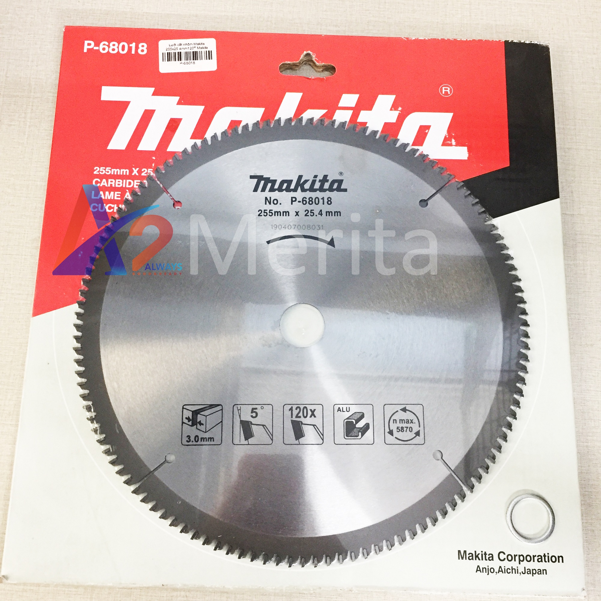 Lưỡi cắt nhôm 255x25.4mm120 răng makita p-68018