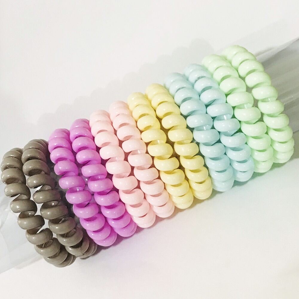 Set 5 cột tóc lò xo màu pastel dễ thương - Trâm Bella