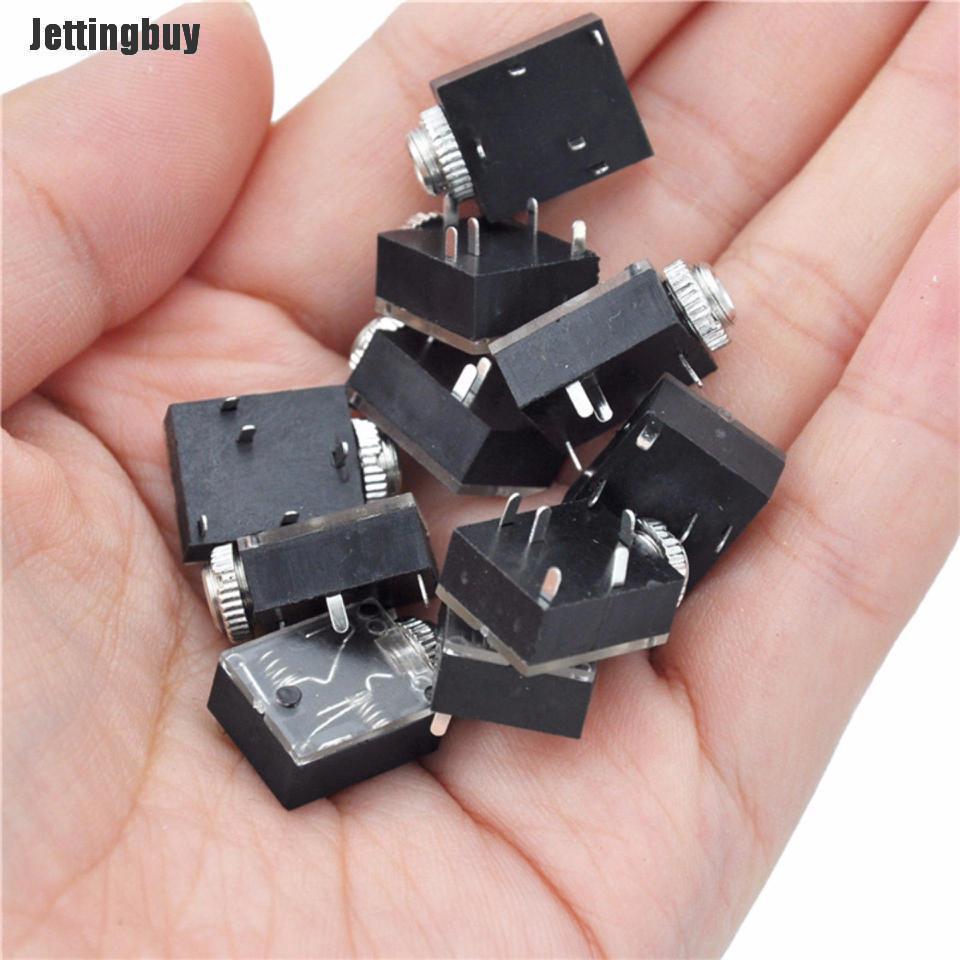 Jettingbuy 10 Chiếc Giắc Cắm Tai Nghe Âm Thanh Nổi 3.5Mm Kèm Đai Ốc 5 Chân Gắn Bảng Mạch In Pcb