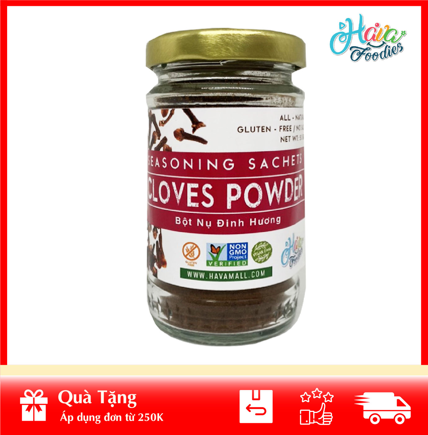 [HOÀN TIỀN MAX 10%][ HÀNG CÔNG TY NHẬP KHẨU ] Bột Nụ Đinh Hương Thương Hiệu Hava Foodies Hủ 50g – Cloves Powder