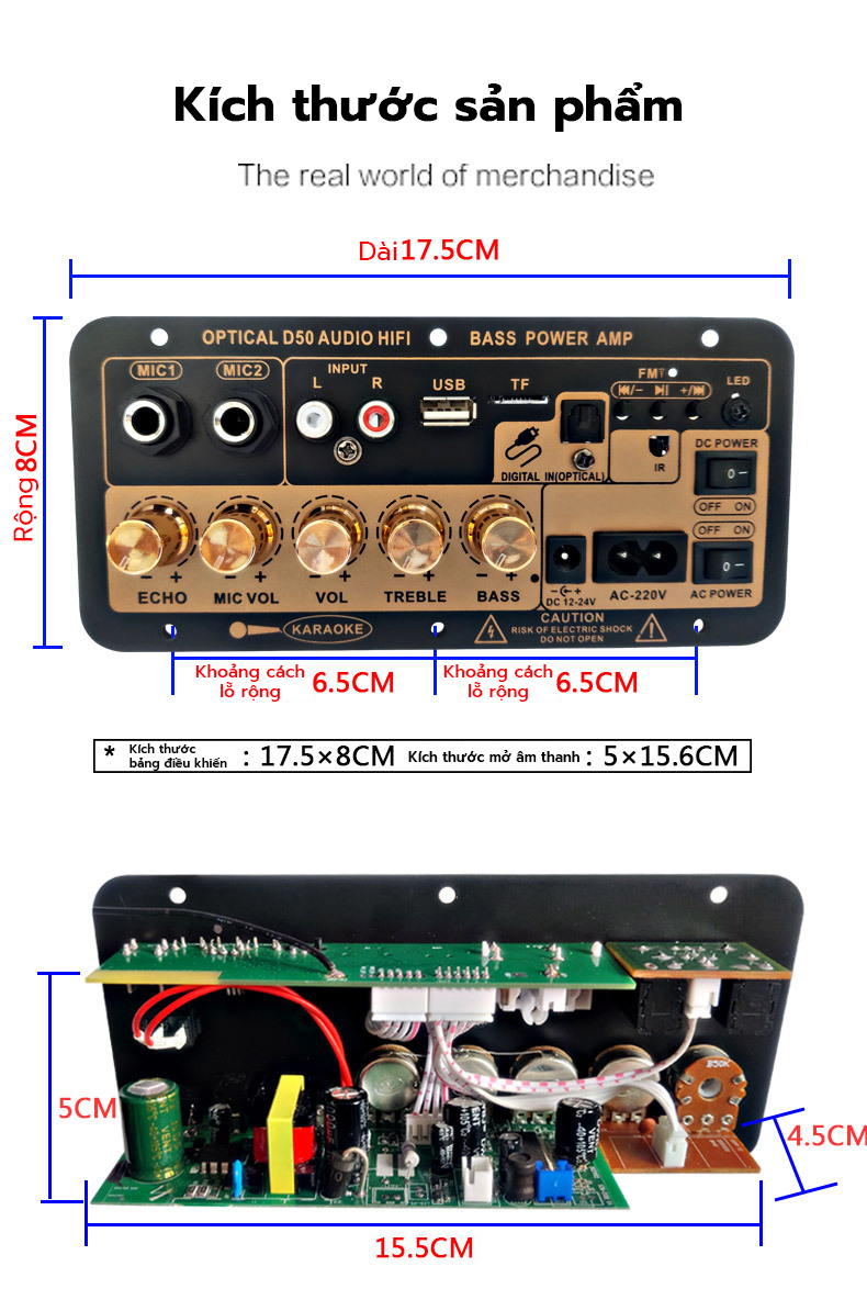 Bảng Mạch Khuếch Đại Âm Thanh Nổi 5.0 Bluetooth Kỹ Thuật Số AC 220V 12V 24V Loa Siêu Trầm Bộ Khuếch Đại Kép Cho Loa 8Inch Có Mic