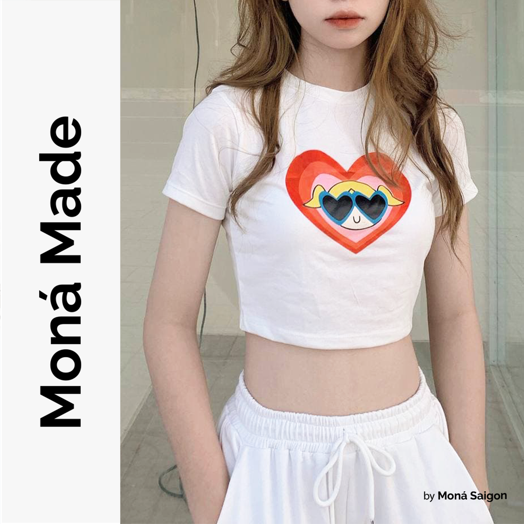 [VOUCHER 12%/149K] MONÁ - Áo croptop thun cotton co giãn - HEART CROPTOP