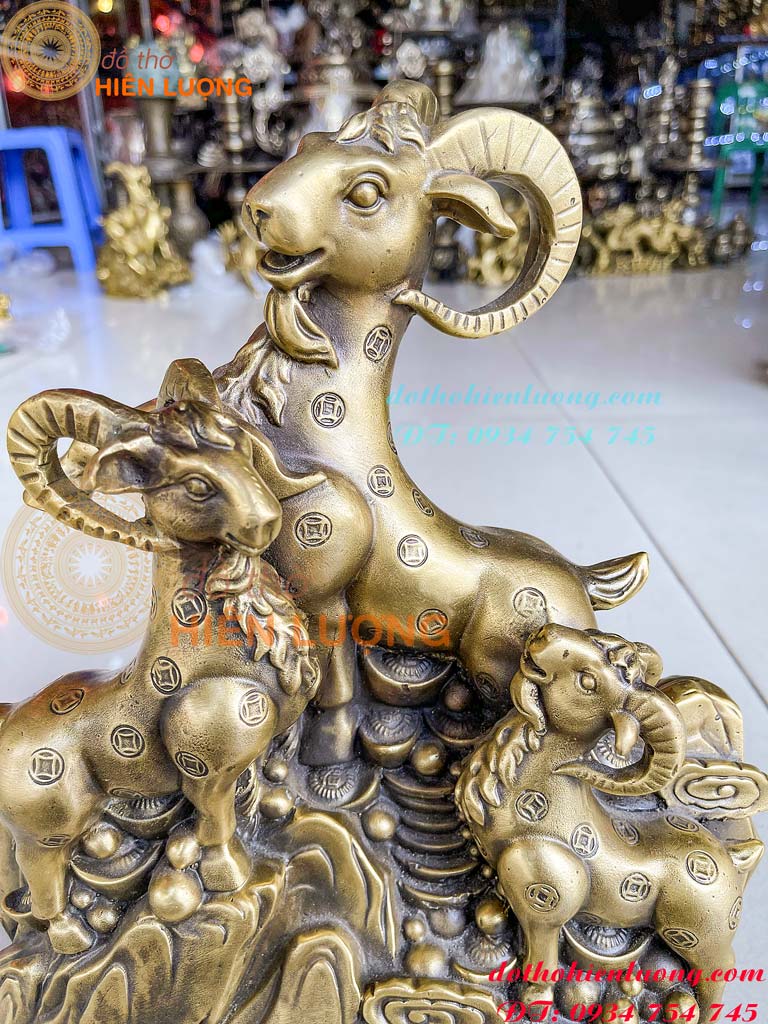 Tượng Tam Dương Bằng Đồng Phong Thủy Cao 30cm Nặng 3.6kg
