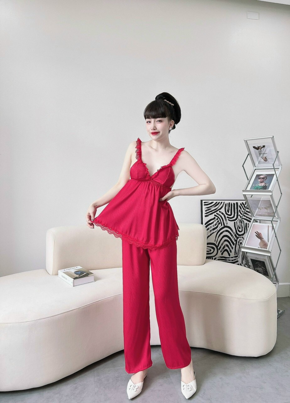 Sét bộ ngủ 2 dây ren quần dài TH