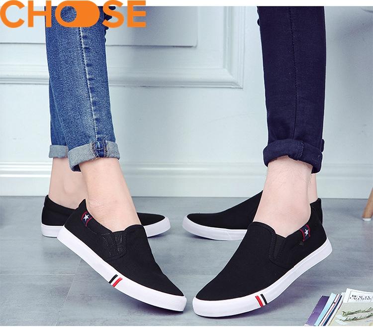 HCMGiày Nữ Kiểu Dáng Lười Mẫu Mới Phong Cách Vải Nữ Hàn Quốc Ngôi Sao Sọc