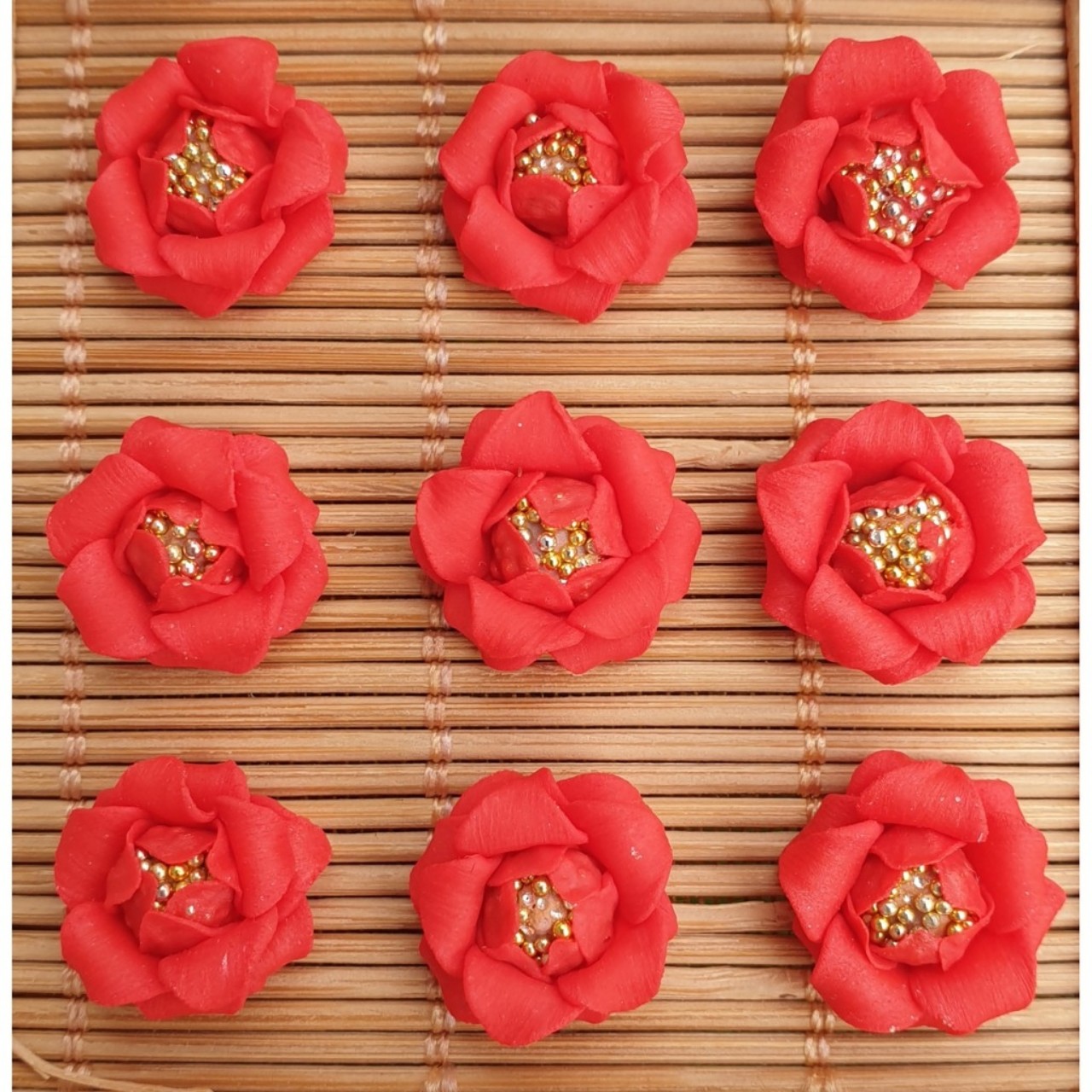 Hoa hồng bi - Hoa bột đính móng 10HB BYH014