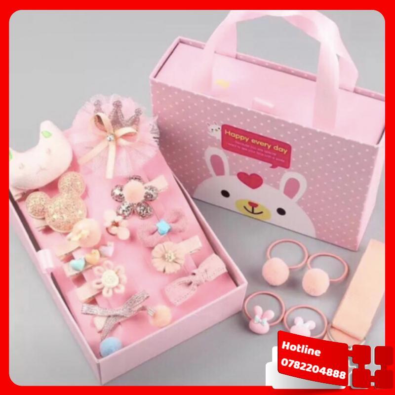 Set Kẹp Tóc Nơ Cho Bé 18 Chi Tiết  - Loại Tốt