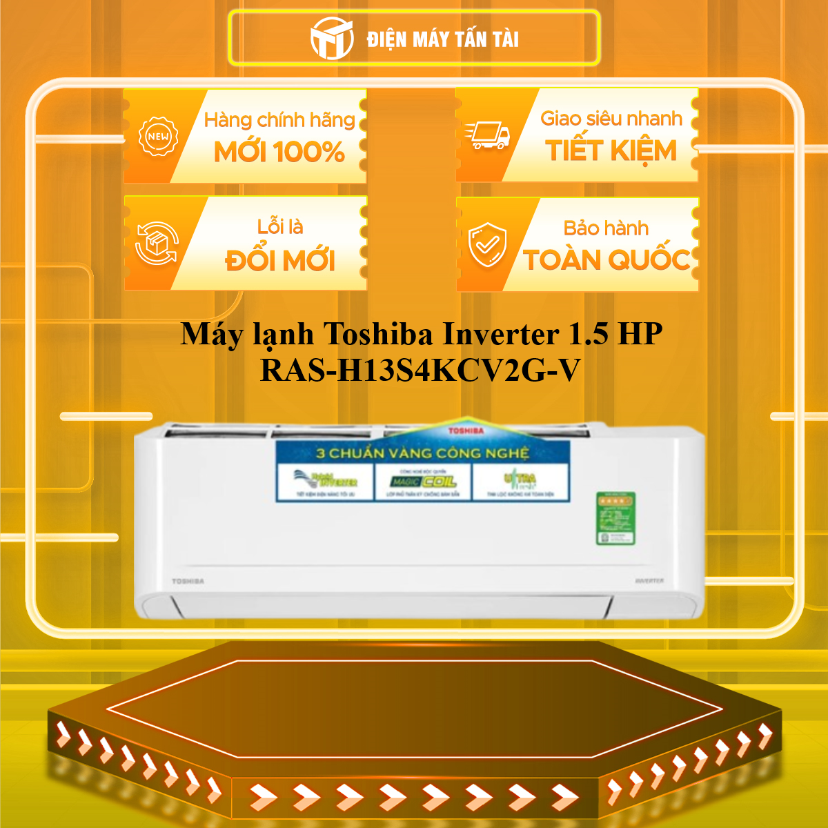 Máy lạnh Toshiba Inverter 1.5 HP RAS-H13S4KCV2G-V - Thiết kế hiện đại, tiết kiệm điện năng