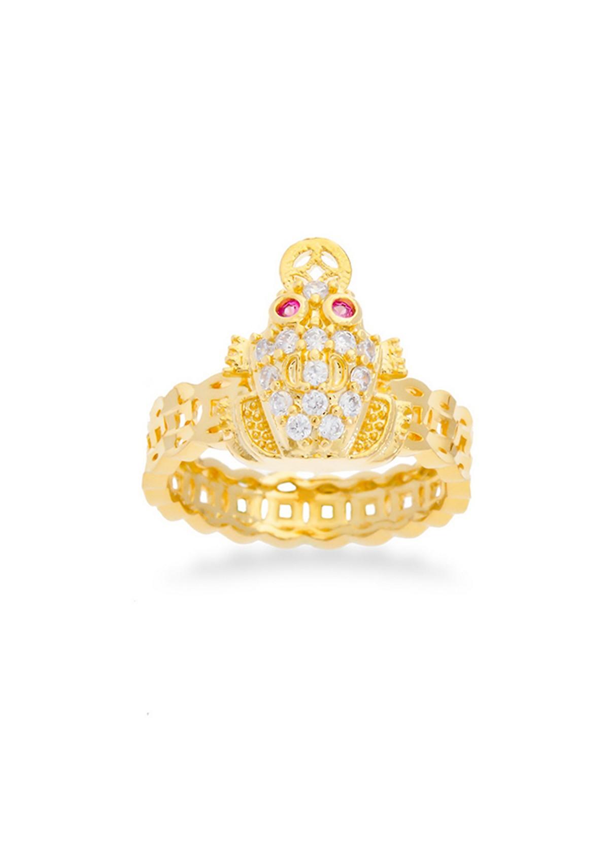 Nhẫn Thiềm Thừ Ngậm Đồng Tiền Đính Đá - Chiêu Tài Chiêu Lộc- Chiêu Tài Tứ Phương - Tặng Kèm Hộp Sang Trọng