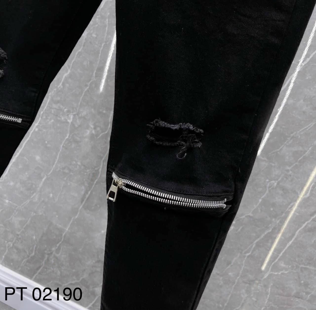 Quần jean Nam dài vá gối rách nhẹ quần chất bò co giãn màu đen trơn mẫu mã đẹp KAYSTORE