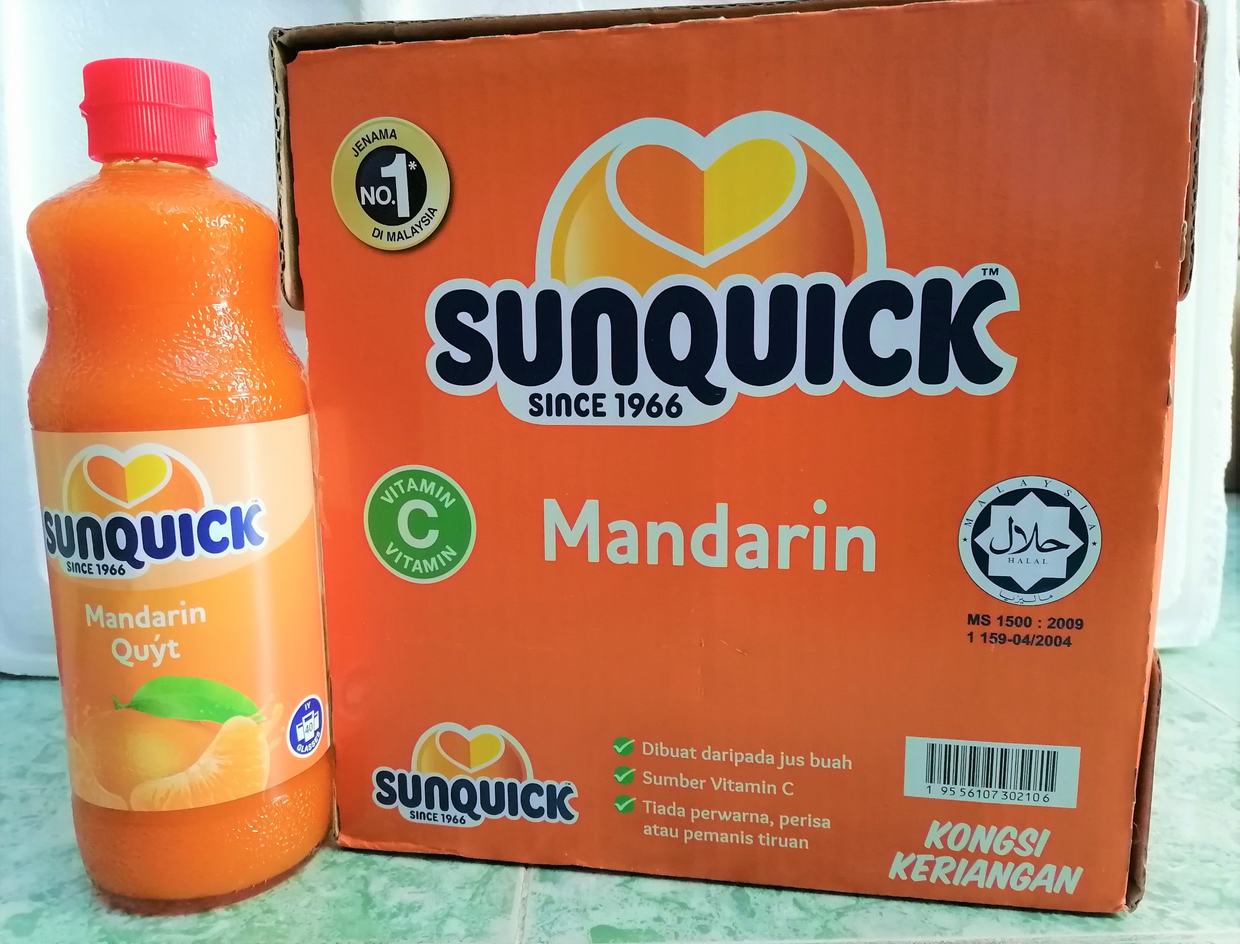 [Chai 800ml – QUÝT] NƯỚC ÉP TRÁI CÂY CÔ ĐẶC [Malaysia] SUNQUICK Mandarin Fruity and Refreshing (halal)