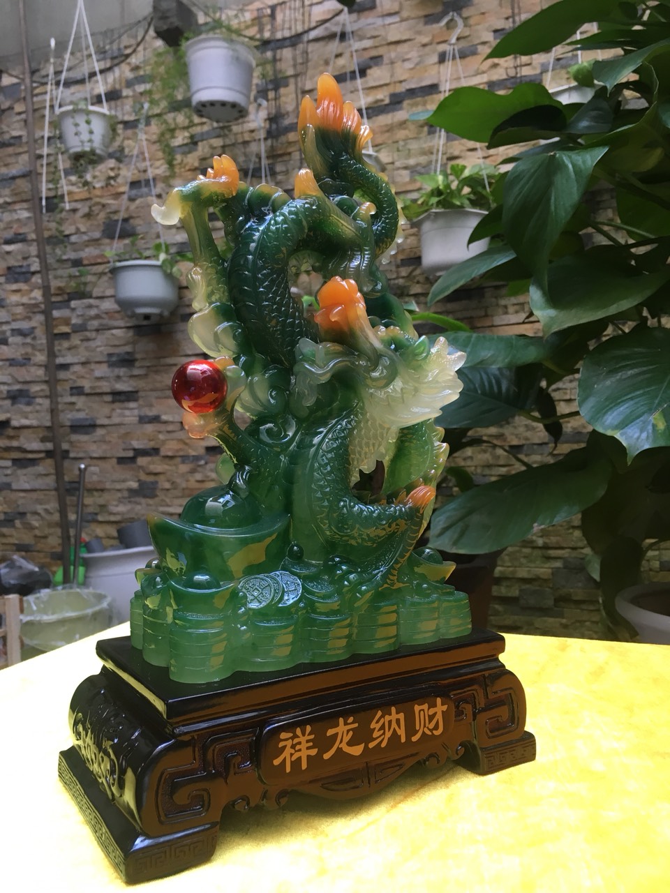 Tường long nạp tài/ rồng phong thủy (vàng,xanh)