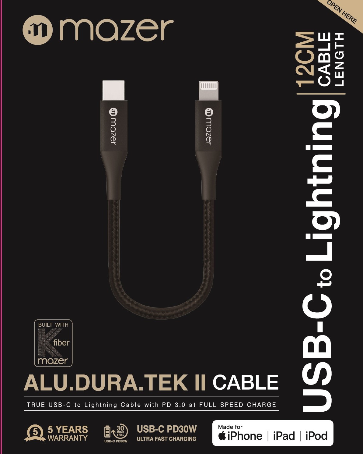 Dây Cáp MAZER POWER LINK II USB-C TO Lightning PD30W (12cm - 2.5m)