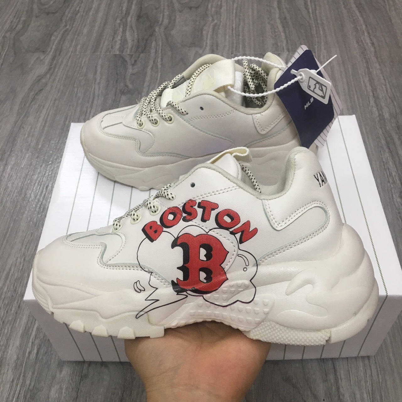 [TẶNG HỘP+BILL+TẤT] Giày MLB TRẮNG NY TRẮNG BẢN IN