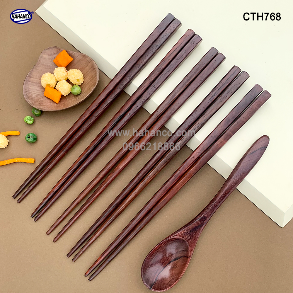 Đũa gỗ Trắc vuông xuất Nhật dành cho trẻ em tập gắp làm quen với đũa - CTH768