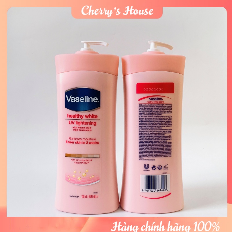 Sữa dưỡng thể dưỡng trắng da Vaseline 725ml