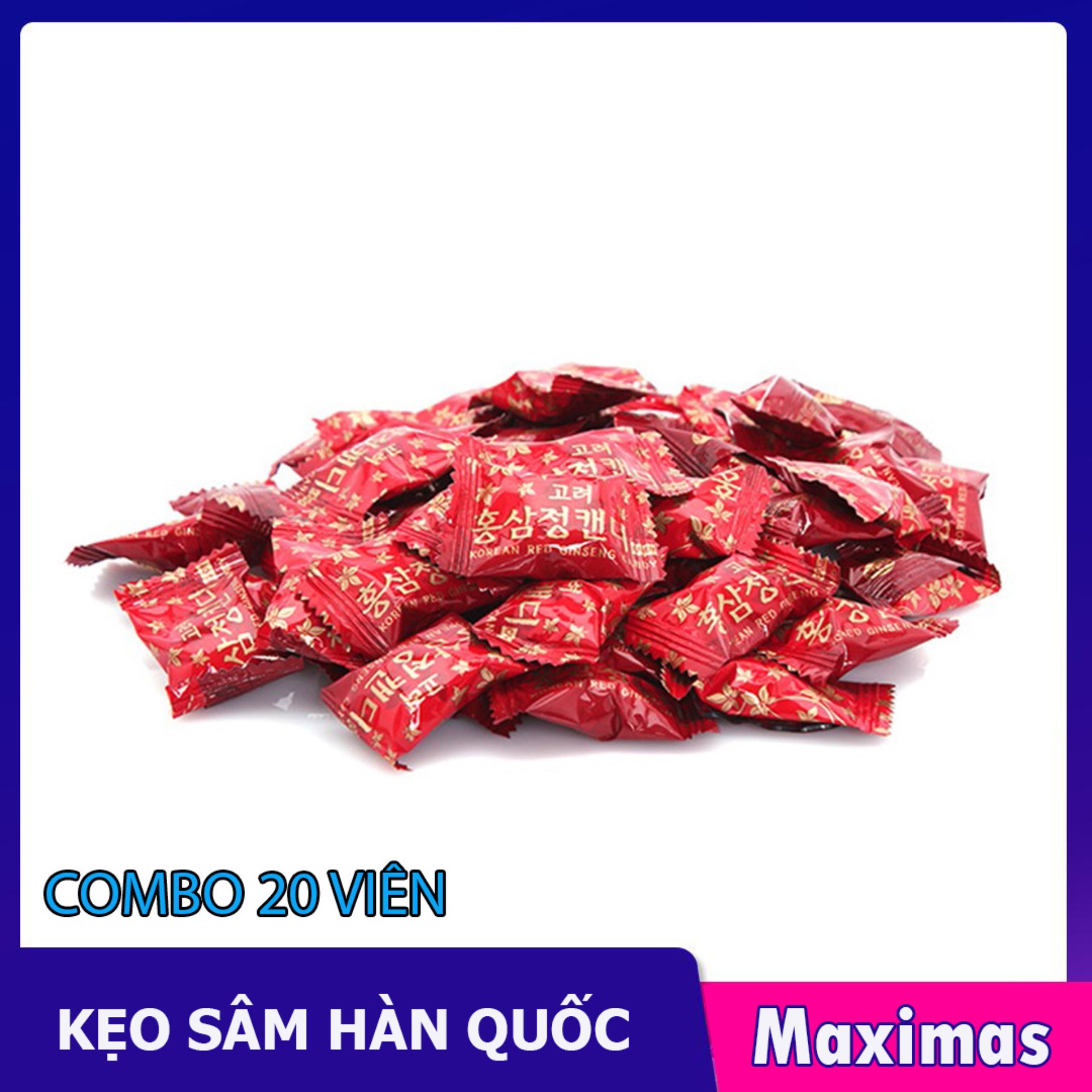 Kẹo sâm Hàn Quốc dùng thử 20 viên Nhân sâm Hồng sâm Maximas