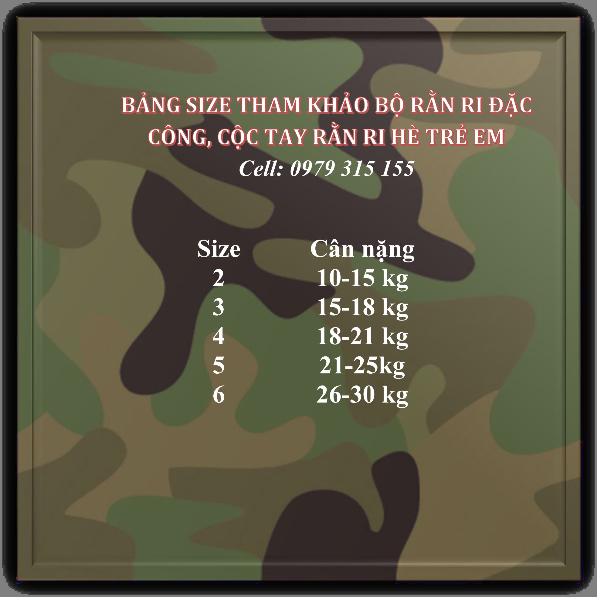 Bộ quần áo lính rằn ri đặc công trẻ em