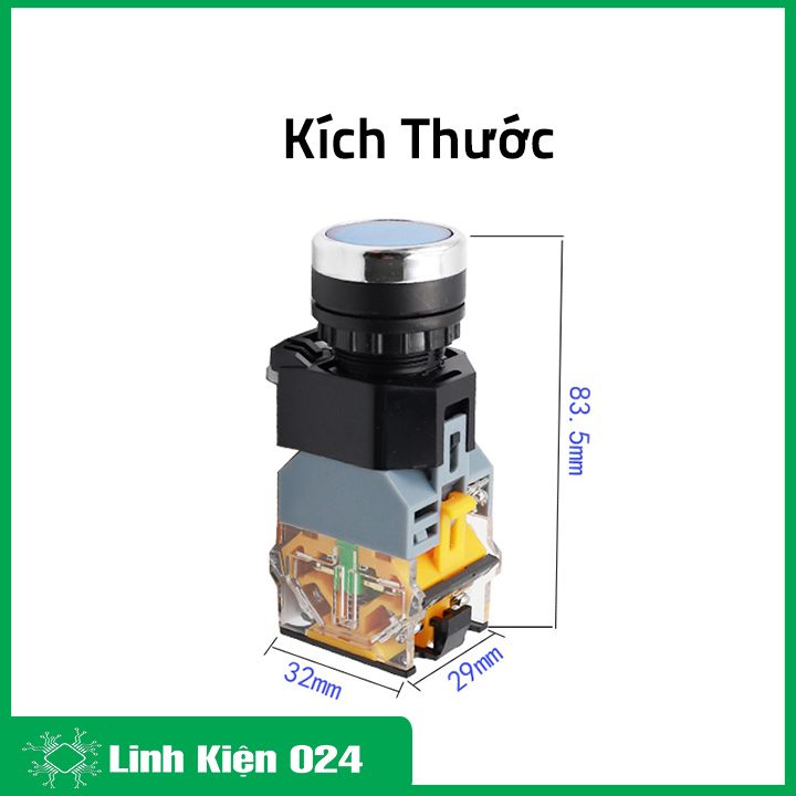 Nút nhấn đề giữ có đèn LA38 380V 10A 2 thường mở