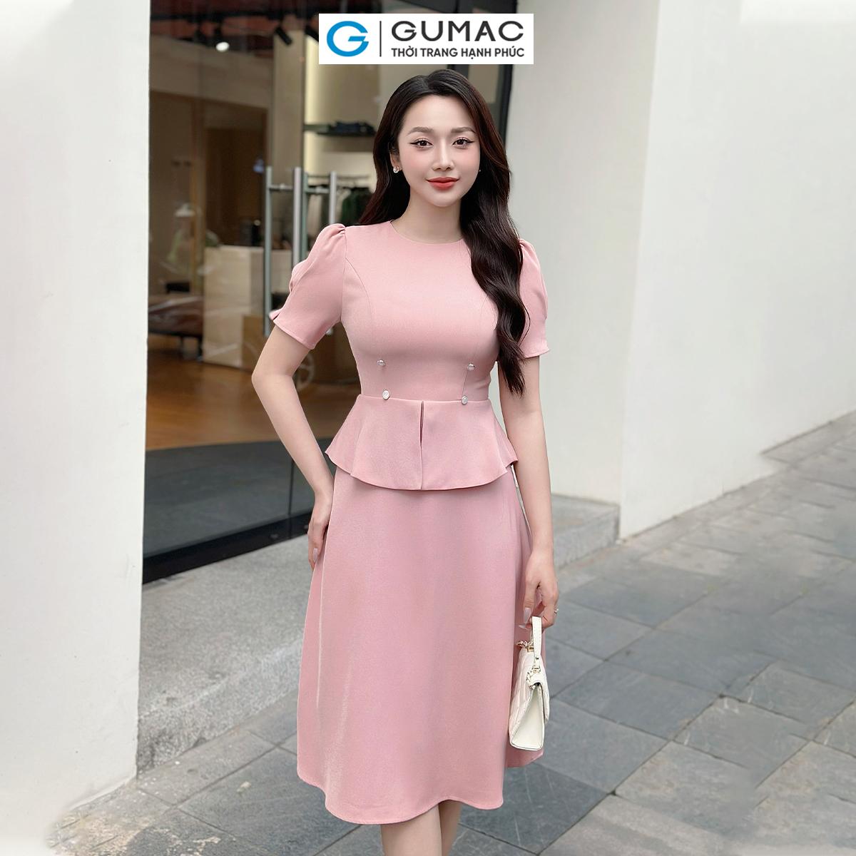 [4.4 - 6.4 |Voucher 10-12%] Đầm peplum phối nút thời trang GUMAC LDE0404 - DE04025