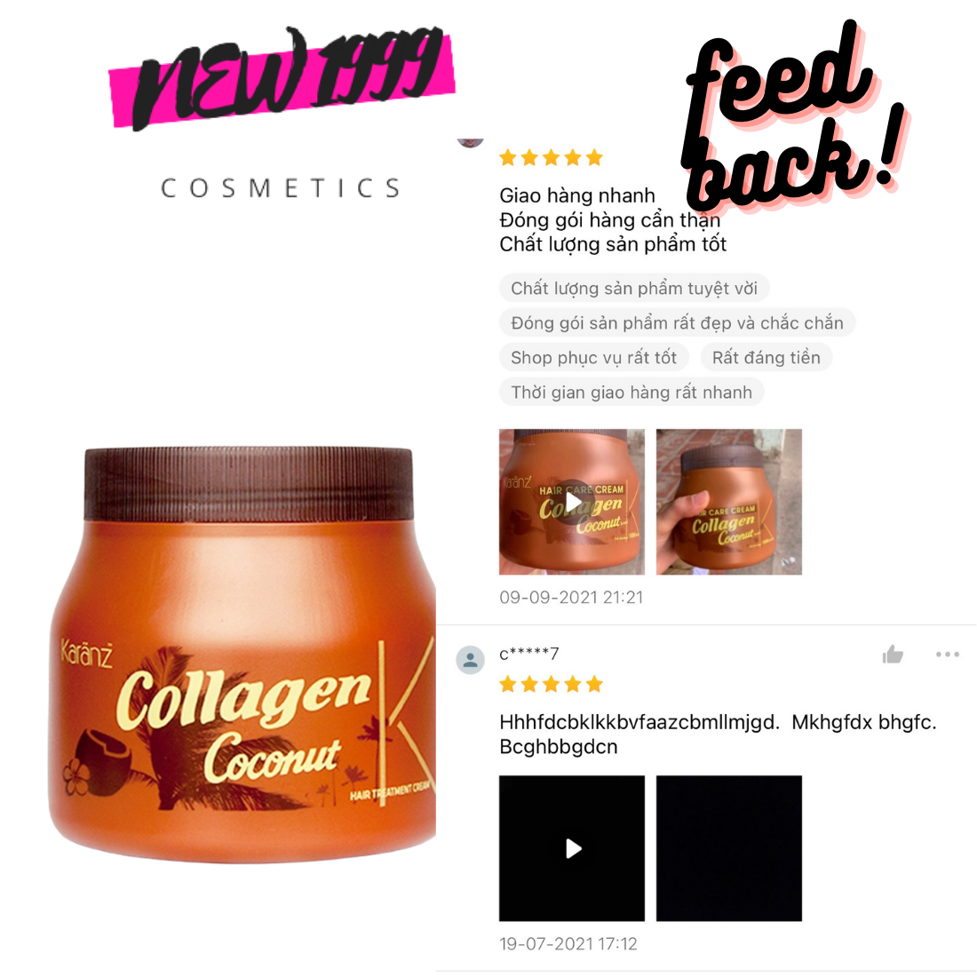 Kem hấp tóc ủ tóc Karanz Collagen Coconut 1000ml Collagen Karanz