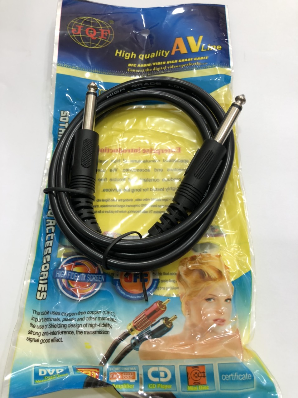 Dây 2 đầu jack 6.5ly màu đen dài 1 mét