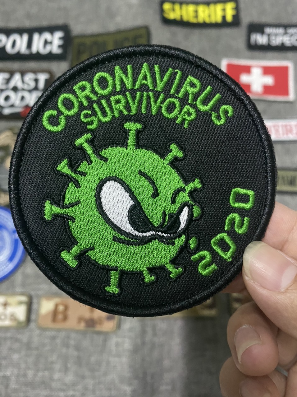 Tem dán patch velcro dạng hook loop phong cách lính Mỹ màu rằn ri xanh multicam