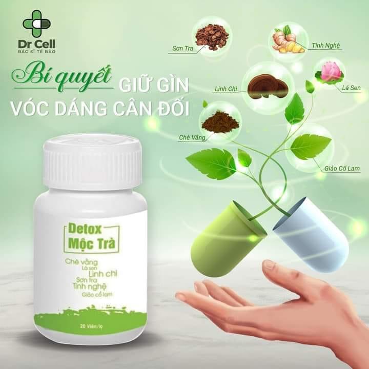 Detox Mộc Trà Dr Cell hũ 20 viên detox giảm mỡ thải độc cơ thể