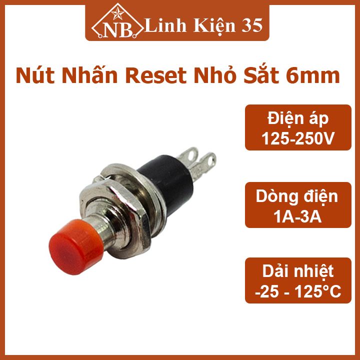 Nút nhấn reset, nút đề sắt nhỏ 6mm 2 chân làm công tắc mạch điện, kết nối hai thiết bị