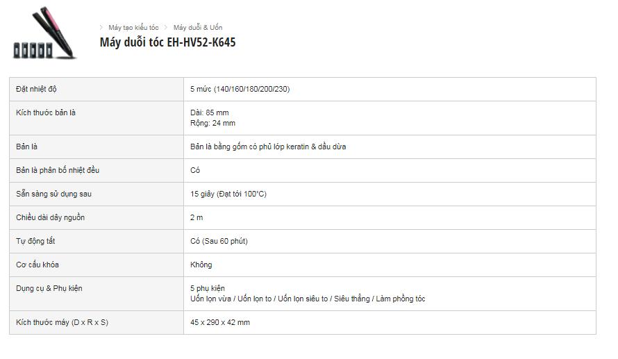 Máy tạo kiểu tóc Panasonic EH-HV52-K645