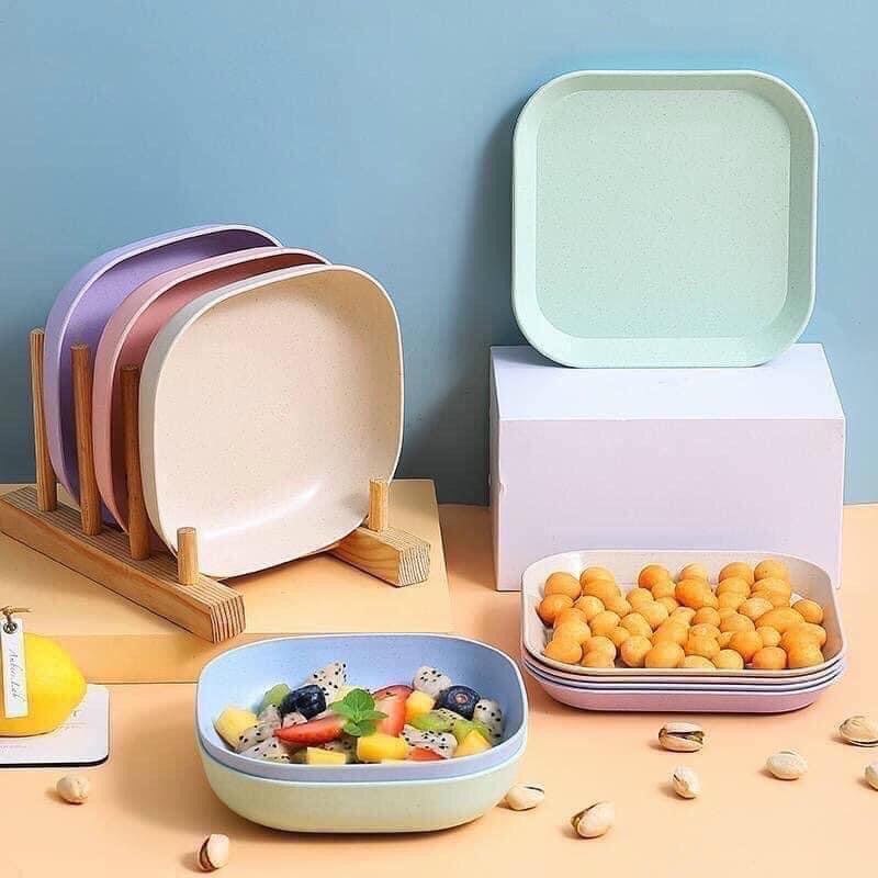 Set 8 đĩa lúa mạch vuông siêu cưng Chọn màu ib