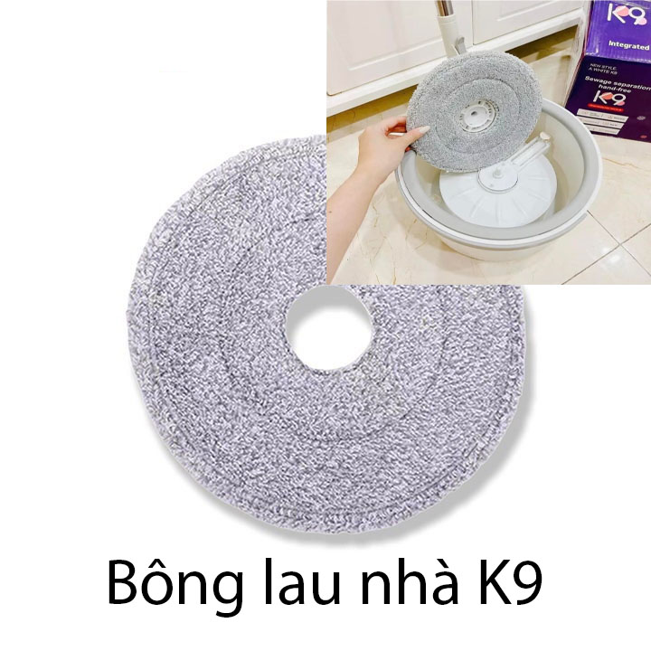 Bông tròn lau nhà K9 Hand MOP, bông lau nhà thay thế cho cây lau nhà tách nước bẩn, K9
