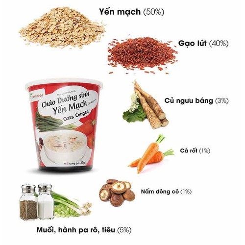 [ TIỆN LỢI, BỔ DƯỠNG ] Cháo dưỡng sinh yến mạch ăn liền chay/ mặn