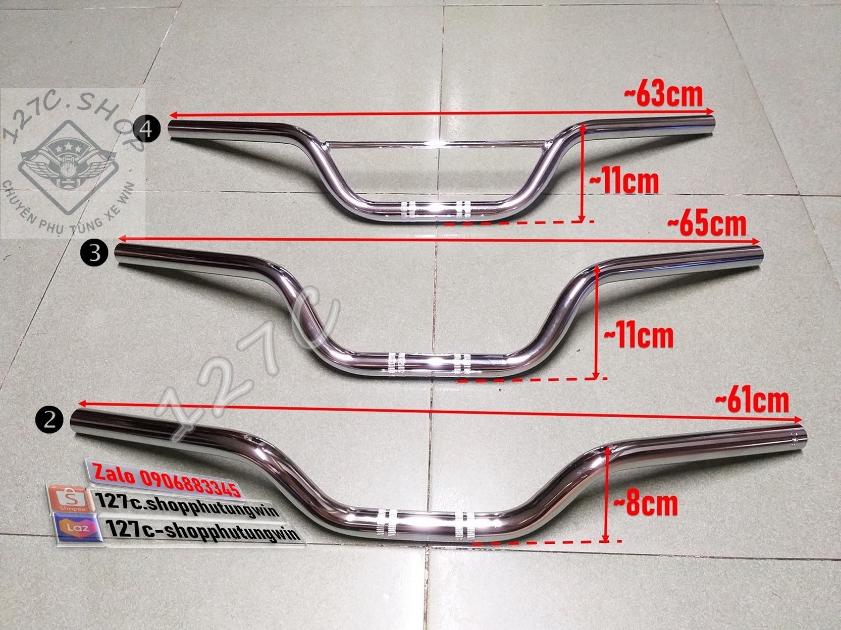 Ghi đông 67 / 68 / 72 / CD / CL / Win mạ crom Cafe Racer Tracker Classic
