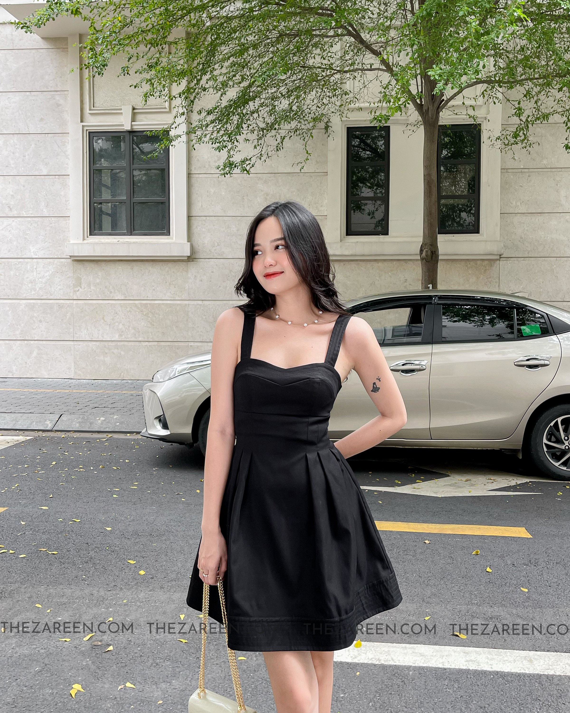 ZAREEN | ĐẦM TIỆC DÁNG XÒE 2 DÂY DAX60 ĐEN