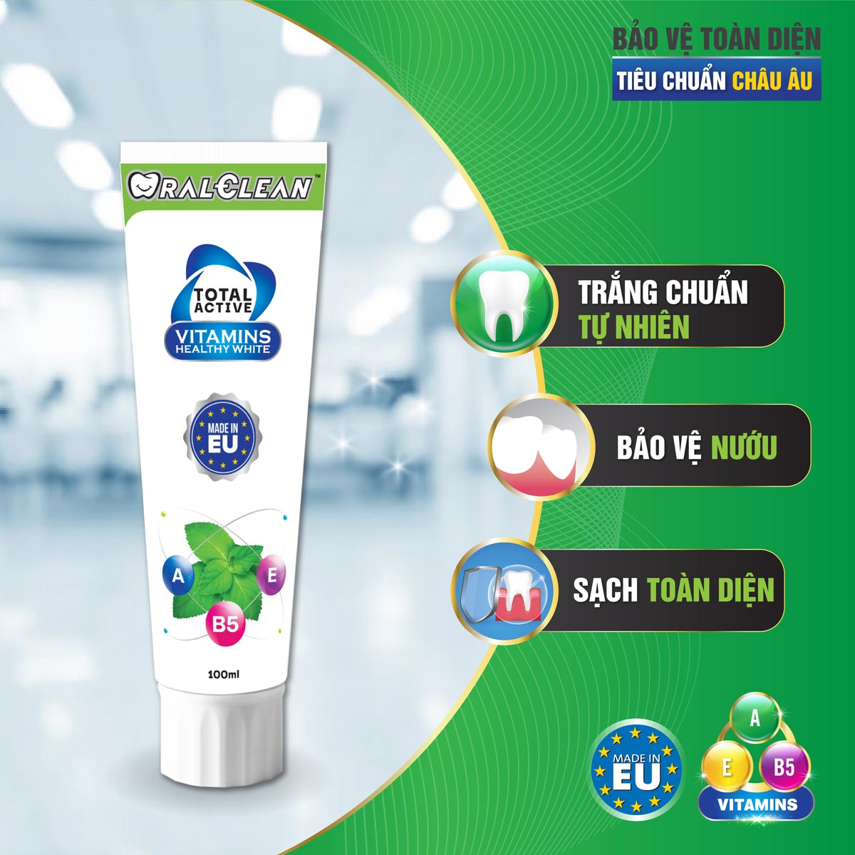 Bộ 2 Kem Đánh Răng Trắng Răng OralClean Than Hoạt Tính Và Vitamin 100ml/Tuýp