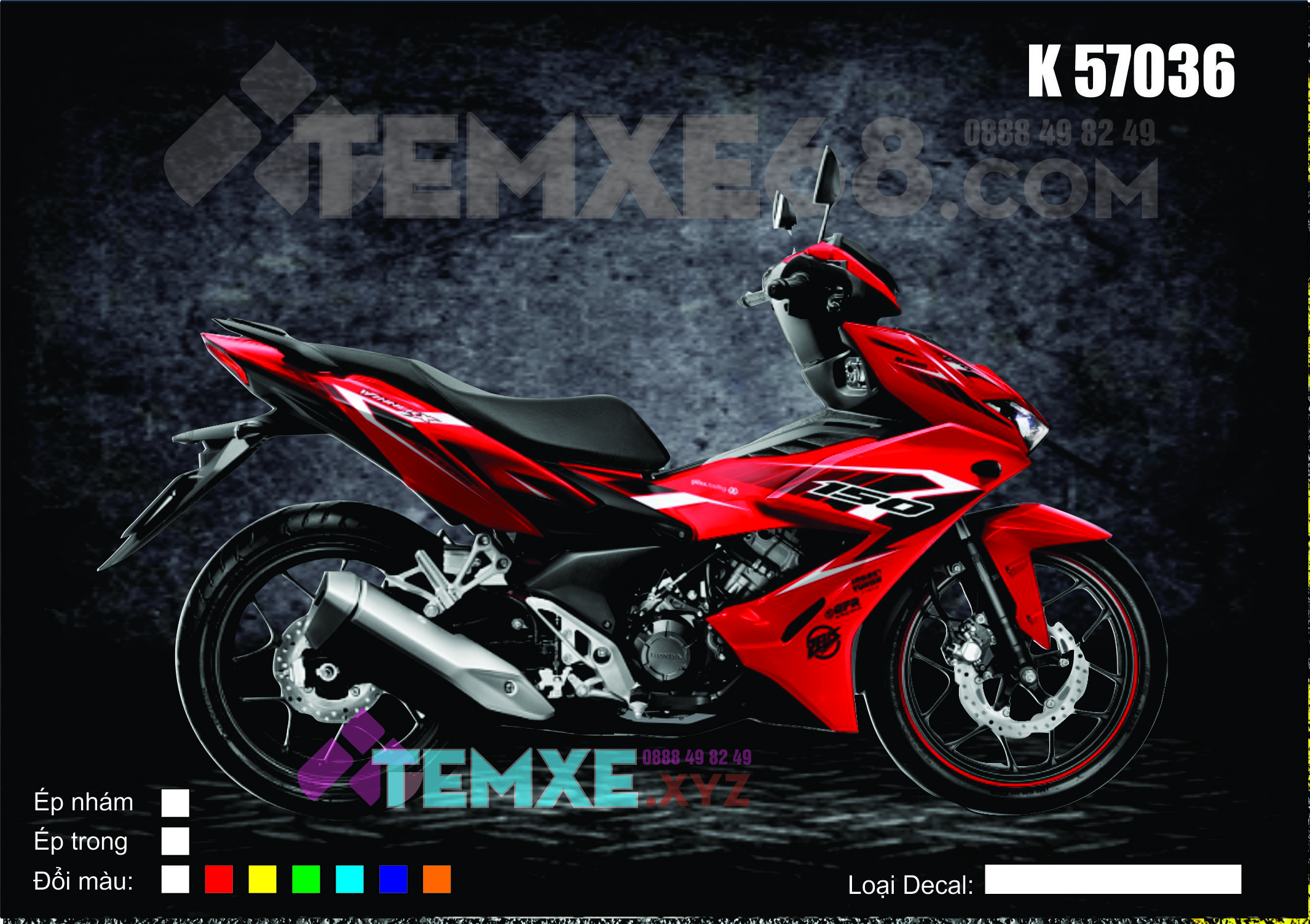 Tem xe trùm Winner X  - Màu Đen đỏ