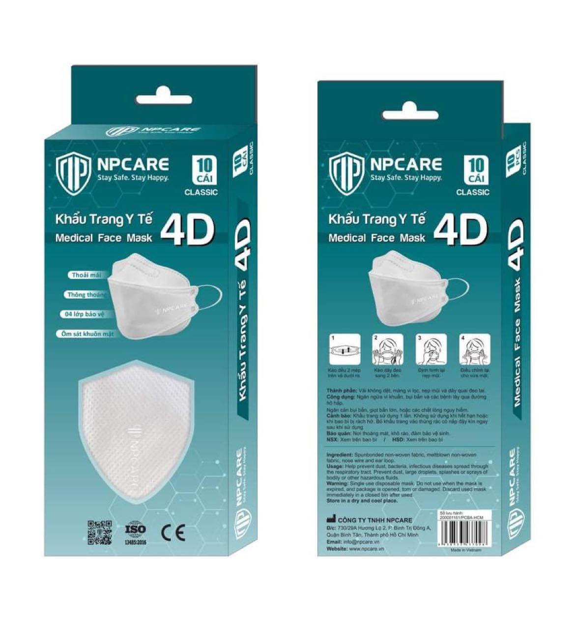 Khẩu Trang Y Tế 4D NPCARE ( Hộp 10 Cái )