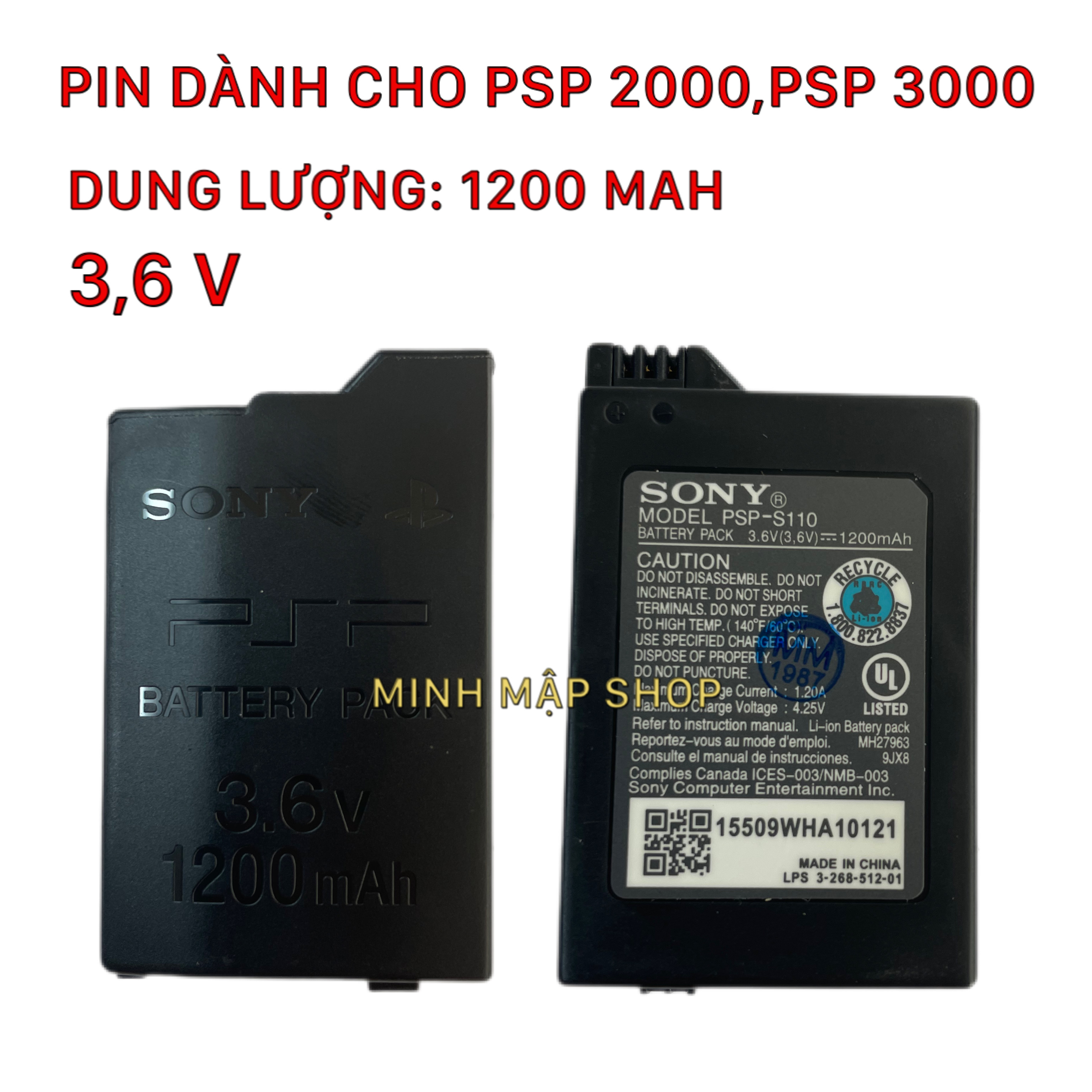 Pin cao cấp dành cho máy game psp 1000-2000-3000