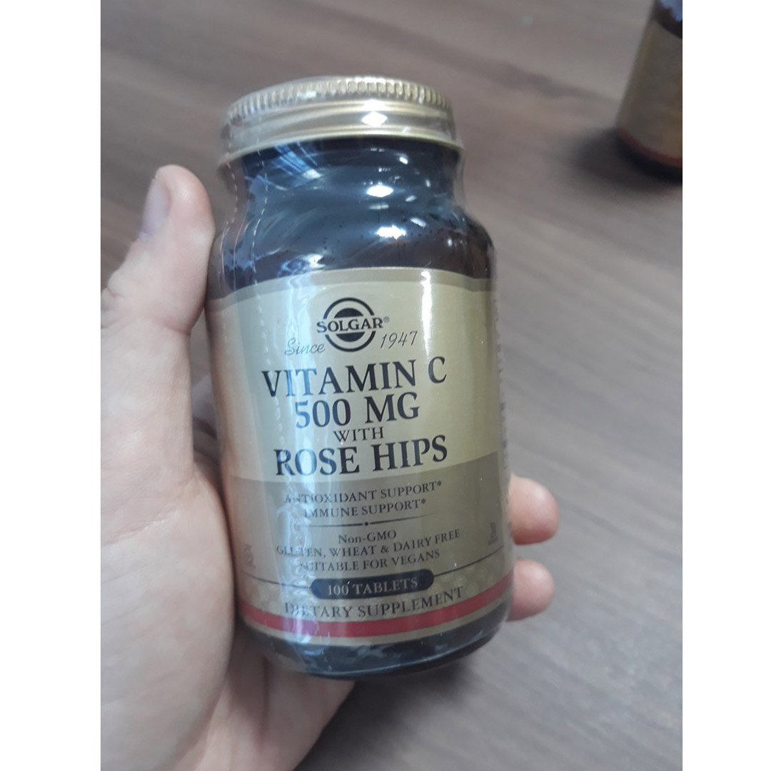[HCM]Viên Solgar Vitamin C 500 mg with Rose Hips (Vitamin C và dầu Tằm Xuân)