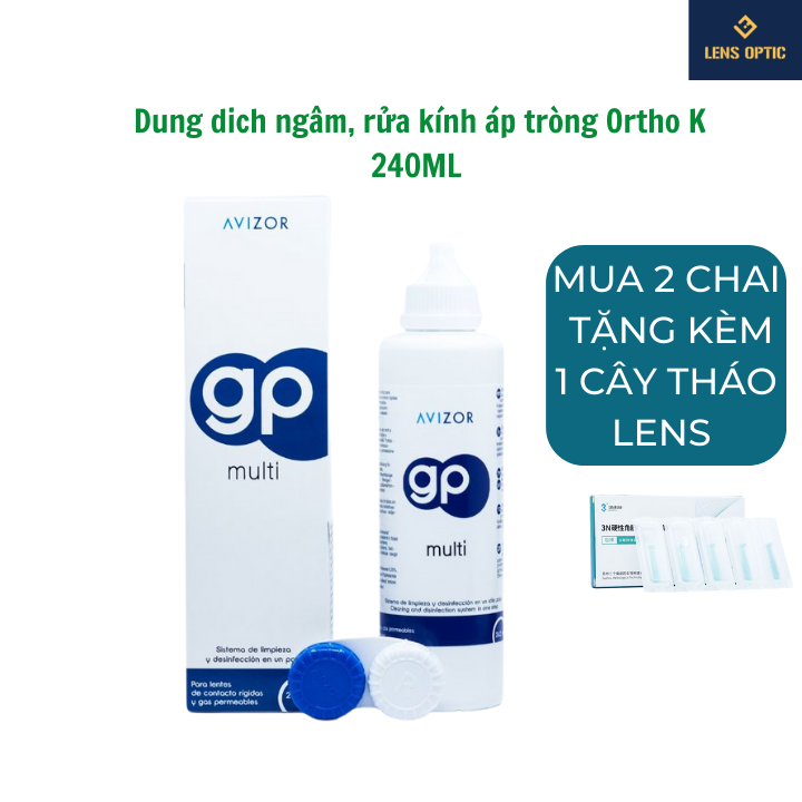 Nước ngâm rửa lens Avizor GP Multi 240ml, dung dịch dành cho kính áp tròng cứng, ortho k- Lens Optic
