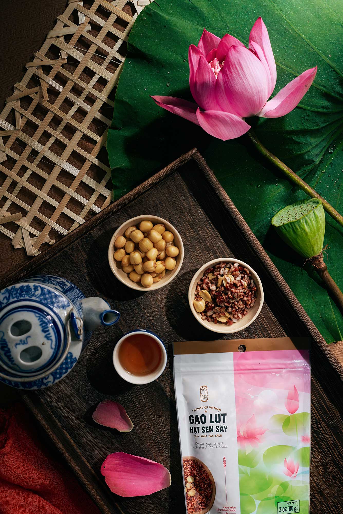 Combo 3 Túi Gạo Lứt Hạt Sen Sấy Hoa Sen (85g/Túi)