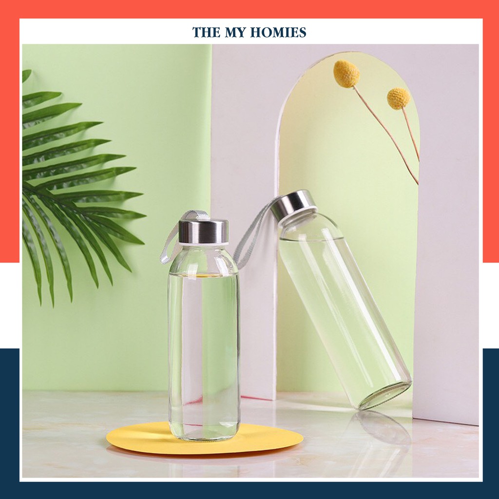 COMBO 6 BÌNH Bình thủy tinh trơn 350ml có quay xách