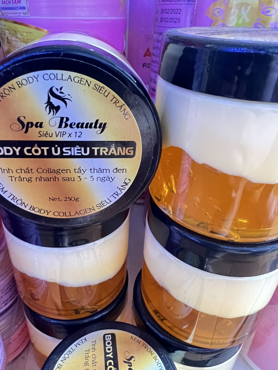 Kem body cốt ủ siêu trắng 250g kem body mix collagen 2 tầng