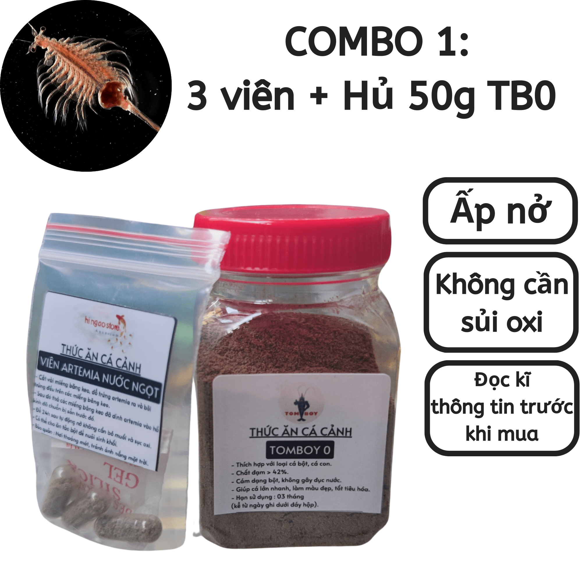 [10 TẶNG 1] Viên Artemia Nước Ngọt - Thức ăn cá cảnh | Hingaostore.