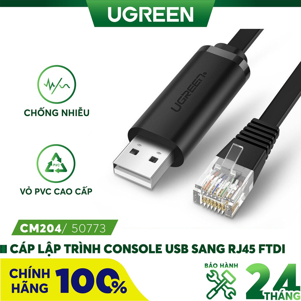 Cáp lập trình console usb to rj45 ftdi ugreen 50773 cao cấp