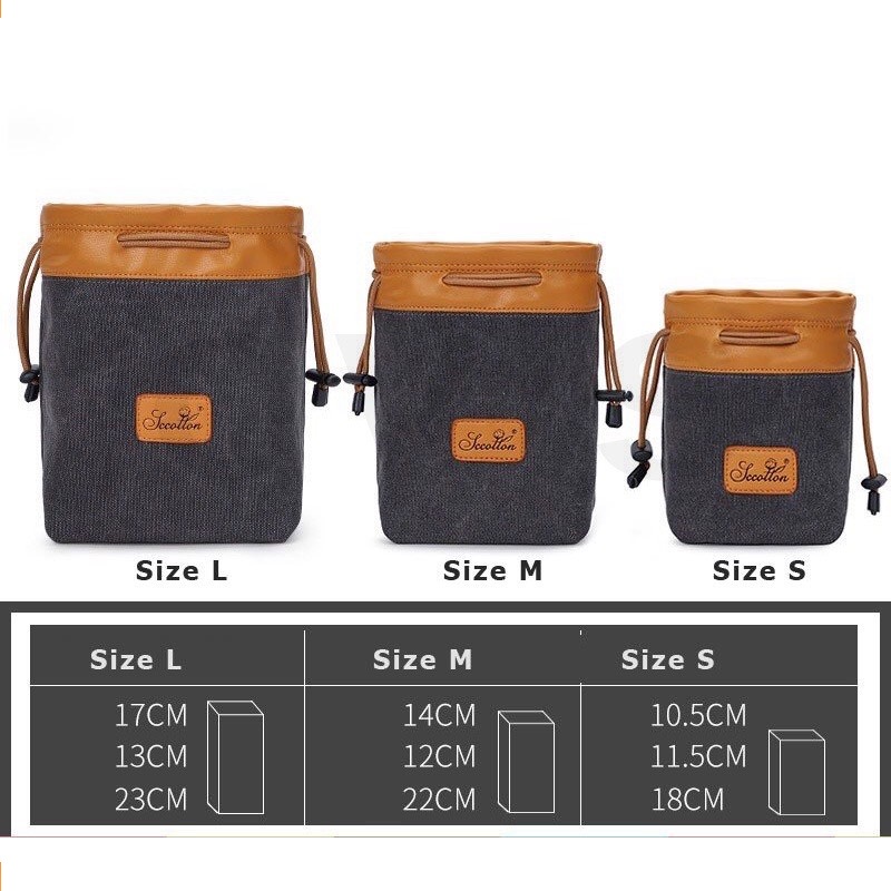 Túi đựng máy ảnh vải Canvas phối da.