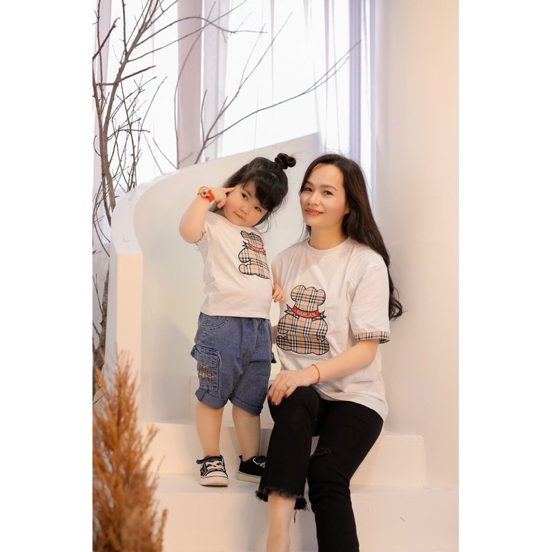 AN449 - ÁO ĐÔI MẸ CON GẤU SỌC 3 MÀU