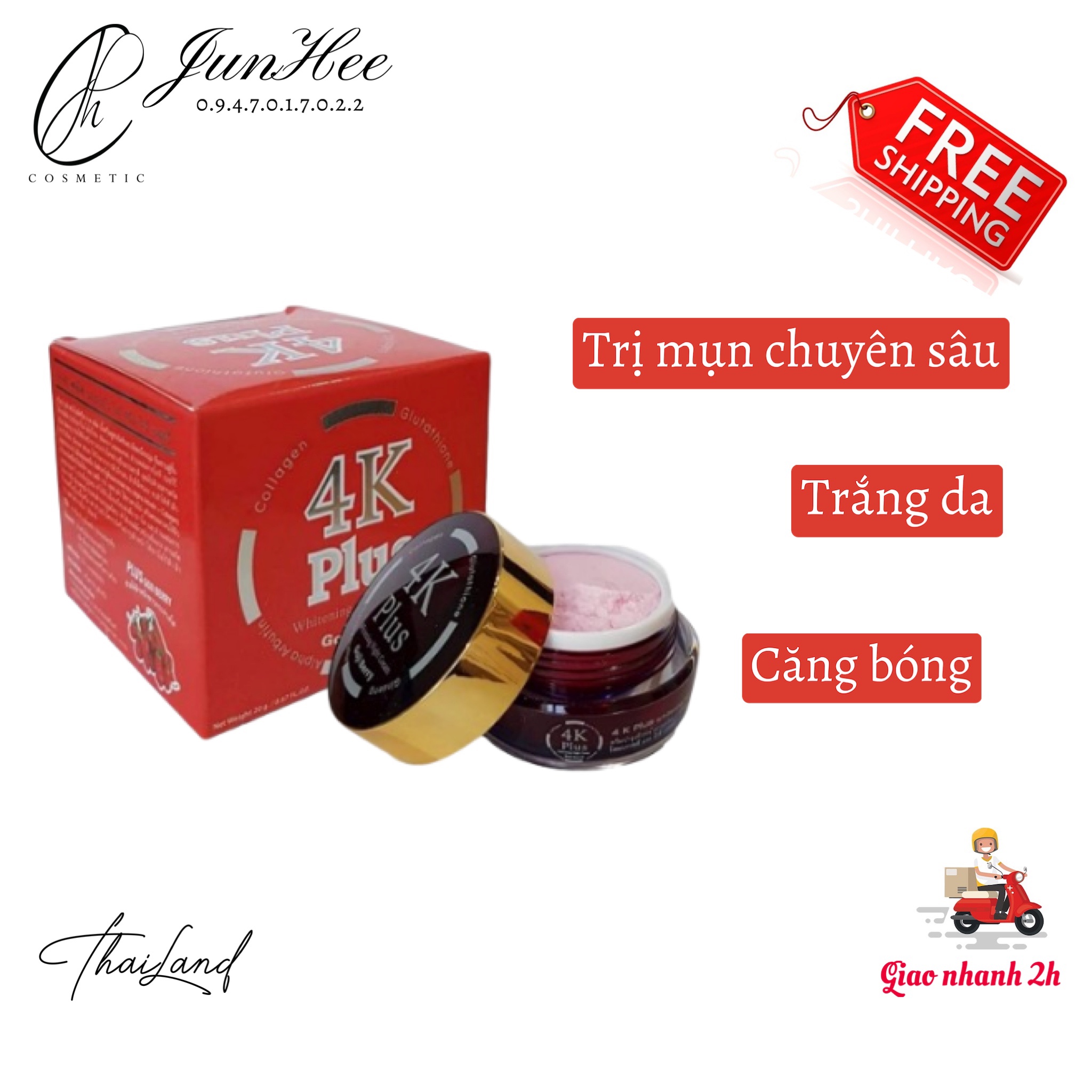 [ JunHee AUTH ] Kem 4K Plus Berry Plus 4K đỏ Thái Lan chính hãng