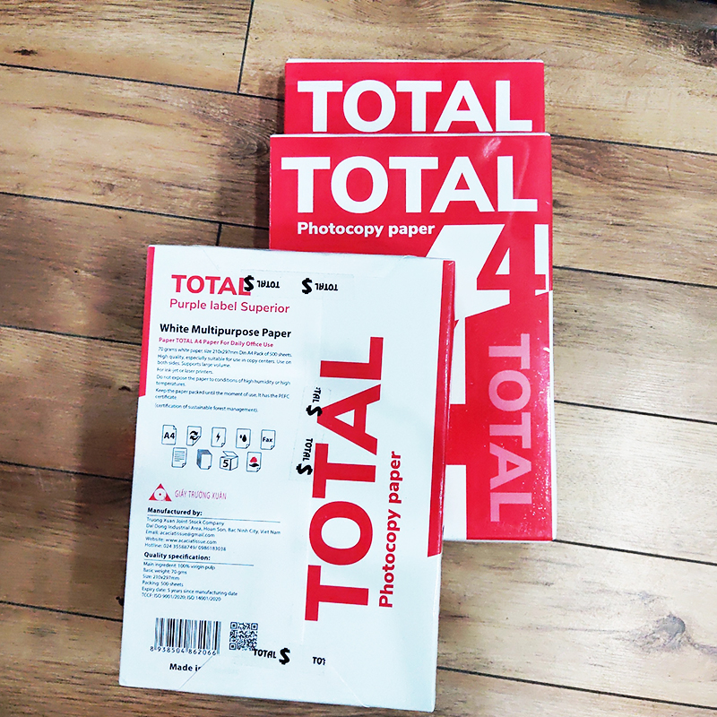 Giấy A4 TOTAL định lượng 70gsm